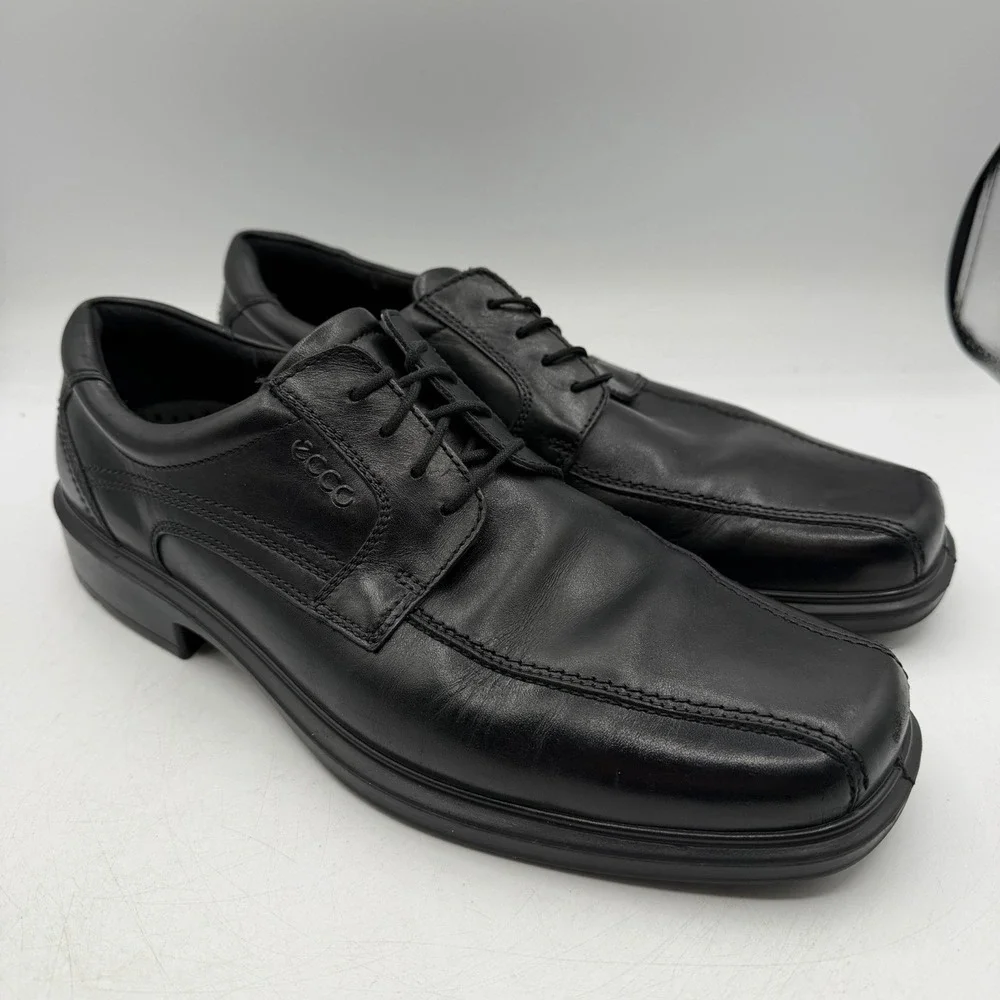 Ecco Helsinki Dress Shoes Mens EU 46 US‎ 12-12.5 Black Leather Bike Toe Oxfords